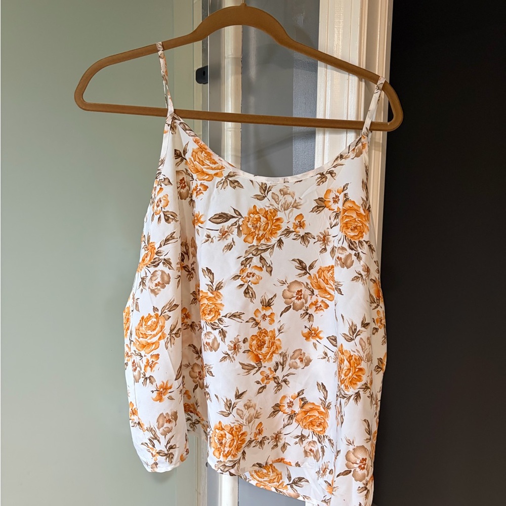 SHEIN Floral Print Women's Top - White and Orange